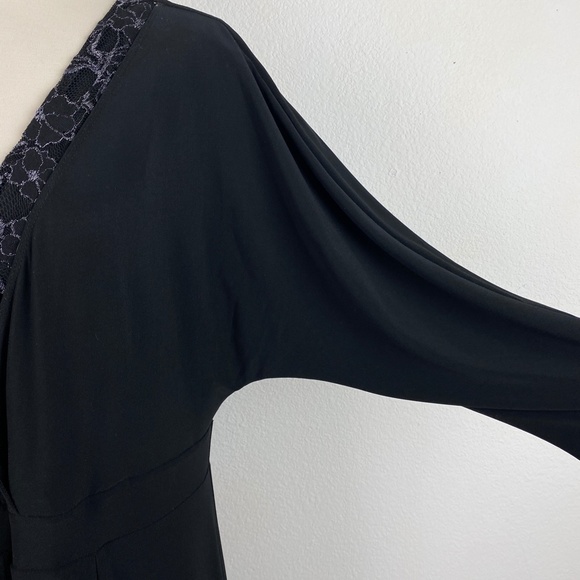 GIGI Black Knit Maxi Dress Formal Evening Lace Insert Full Sweep Lined Size 12 - Picture 6 of 13